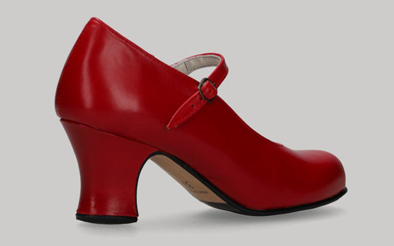 Chaussure de danse flamenco semi-professionnelle en cuir rouge