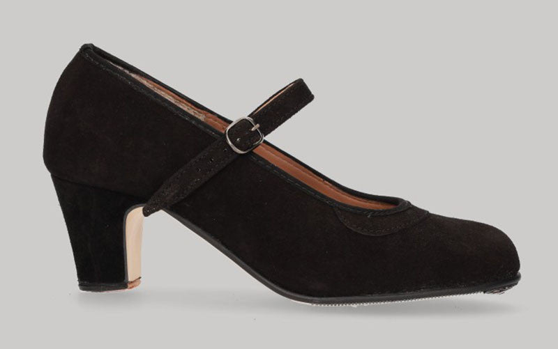 Chaussure semi-professionnelle à boucle en daim noir