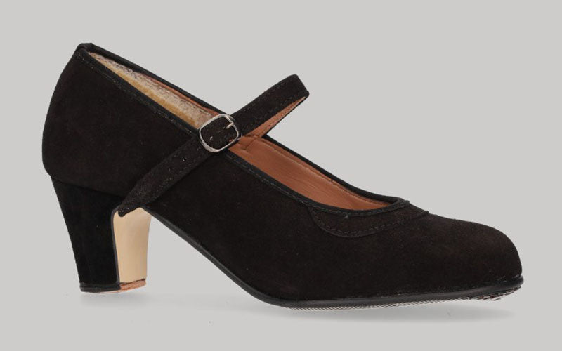 Chaussure semi-professionnelle à boucle en daim noir