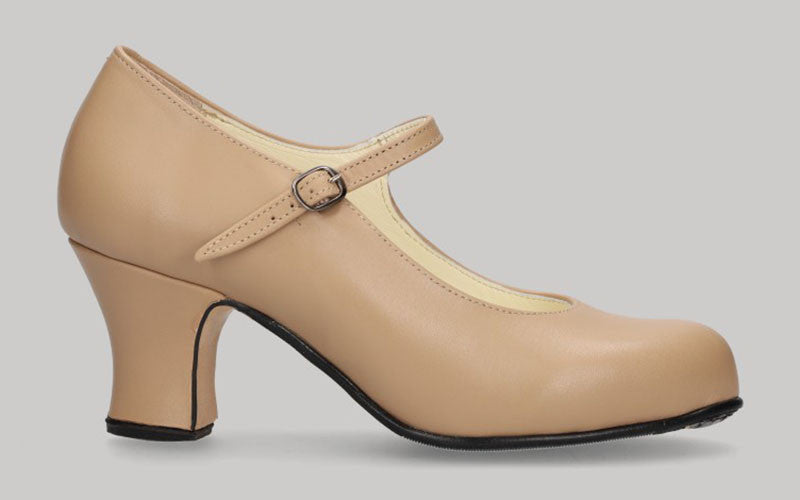 Chaussure de danse flamenco semi-professionnelle en cuir beige
