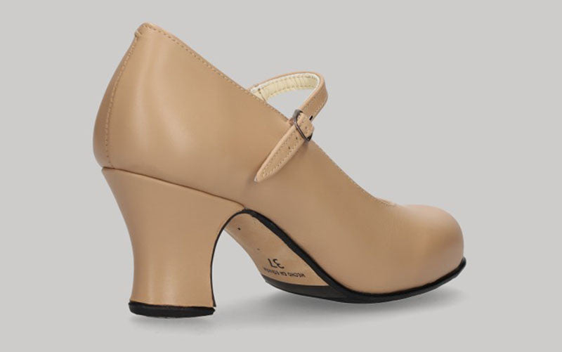 Chaussure de danse flamenco semi-professionnelle en cuir beige