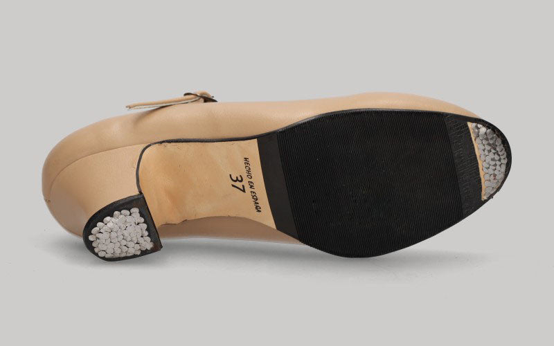 Chaussure de danse flamenco semi-professionnelle en cuir beige