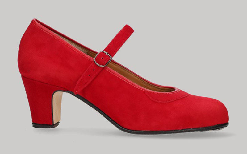 Chaussure semi-professionnelle en daim rouge avec boucle