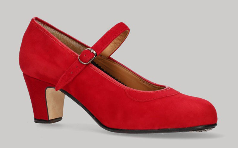Chaussure semi-professionnelle en daim rouge avec boucle