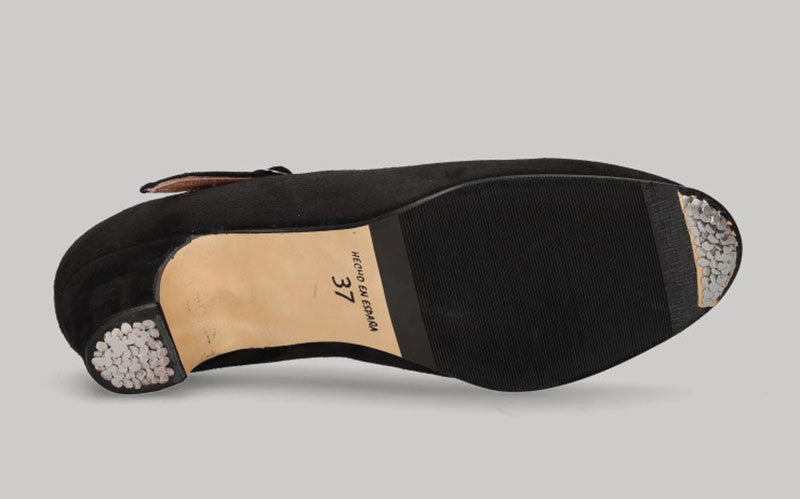 Chaussure de danse flamenco semi-professionnelle en daim noir à talon bas