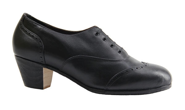 Chaussure de flamenco professionnelle en cuir noir Pala Vega