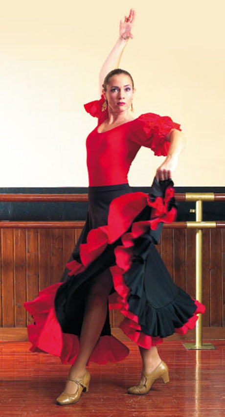 Falda Flamenco Negra 2 Volantes