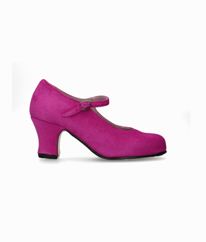 Zapato de baile flamenco semiprofesional ante fucsia