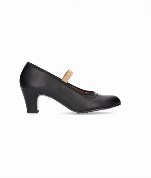 Semi-professional black leather shoe with elastic (for beginners)