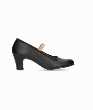 Semi-professional black leather shoe with elastic (for beginners)