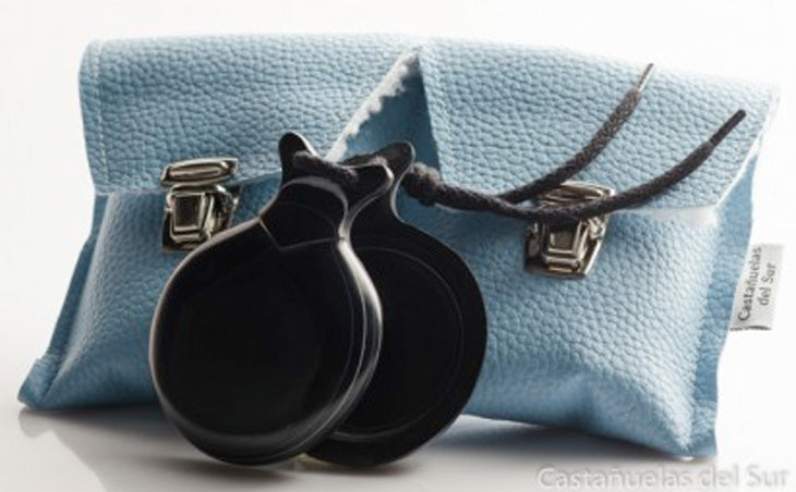 Castagnettes Capricho en tissu noir double boîte