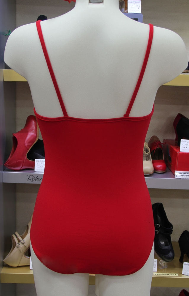 Justaucorps rouge à fines bretelles pour femme