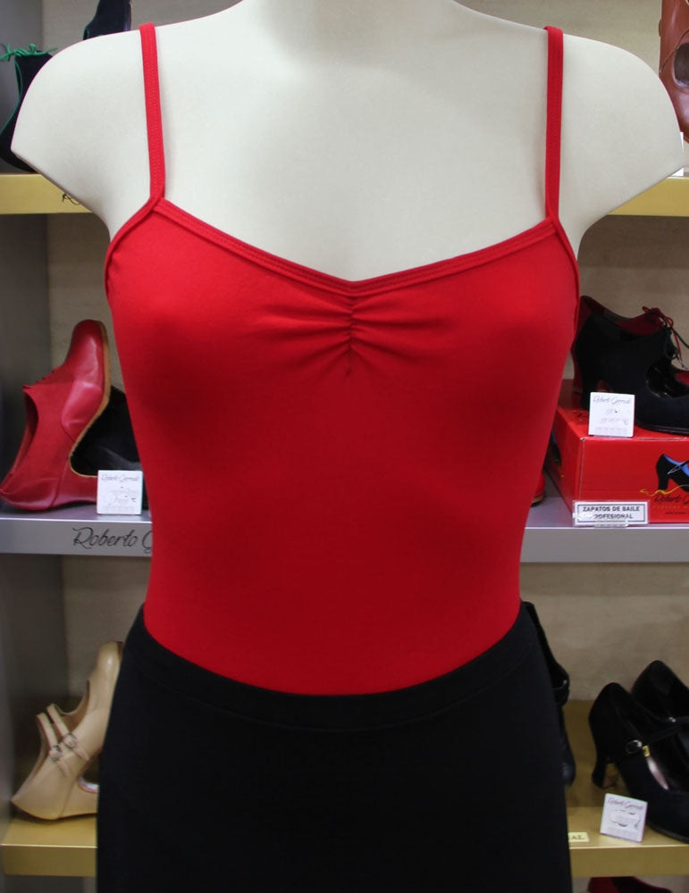 Justaucorps rouge à fines bretelles pour femme