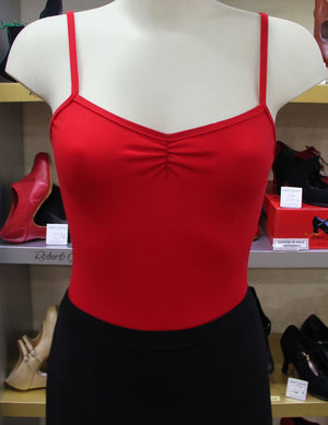 Justaucorps rouge à fines bretelles pour femme