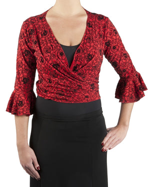 Cardigan rouge imprimé flamenco