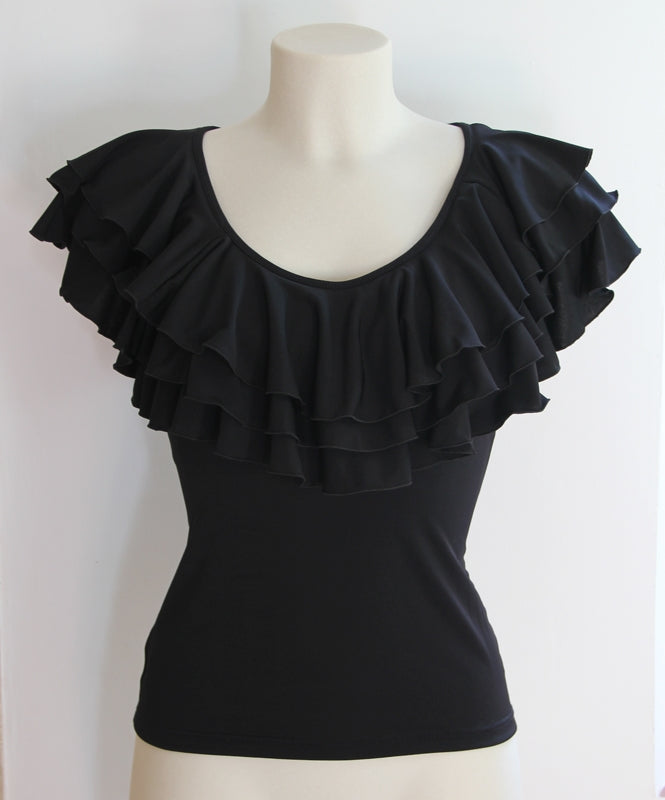 Black Flamenco Body with Ruffles on the Neckline