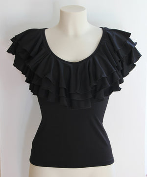 Black Flamenco Body with Ruffles on the Neckline