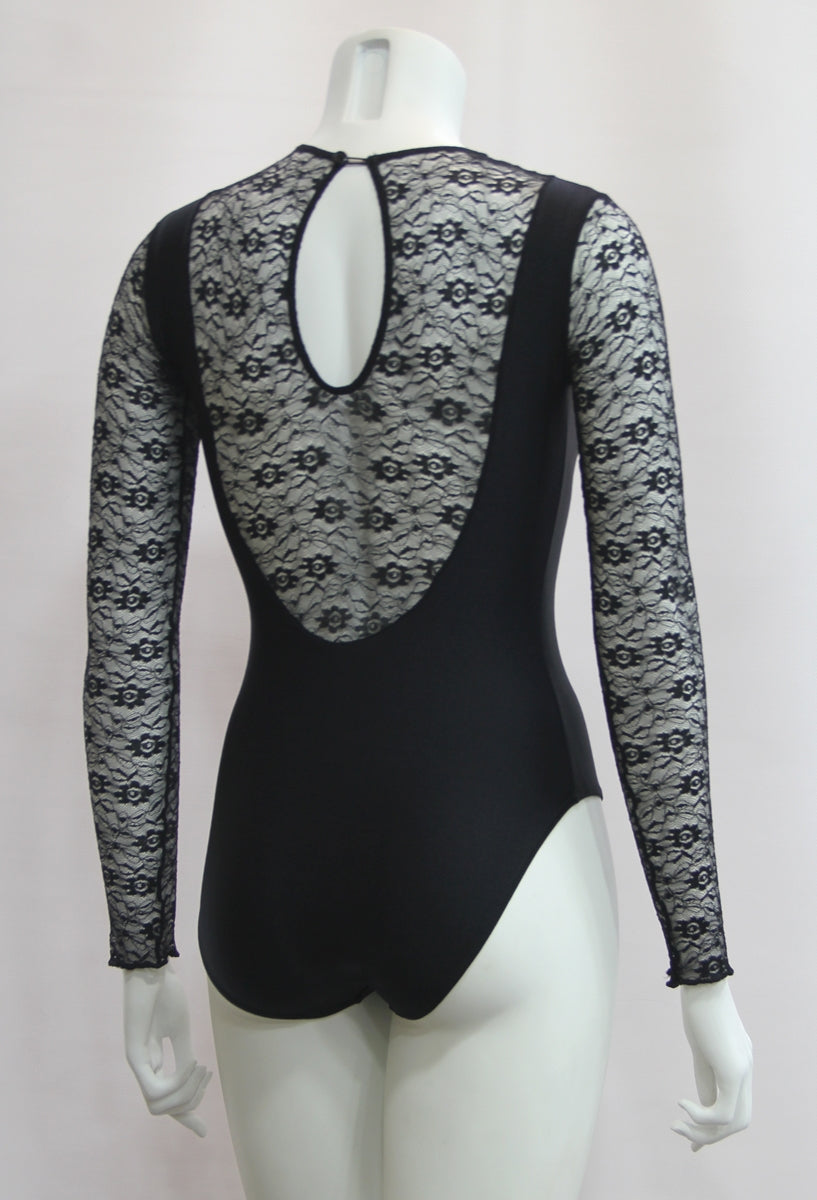 Black Flamenco Leotard with Lace for Women