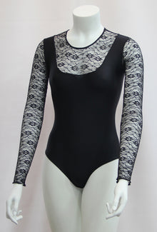 Black Flamenco Leotard with Lace for Women