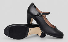 Semi-professional black leather flamenco dance shoe without nails