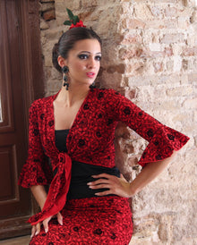 Cardigan rouge imprimé flamenco