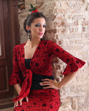 Cardigan rouge imprimé flamenco