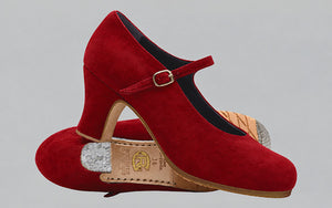 Professional red suede flamenco dance shoe