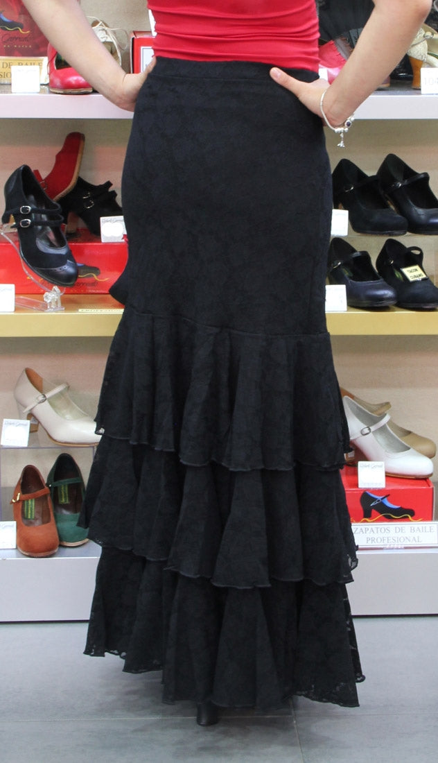 Falda Flamenco de Encaje Negro