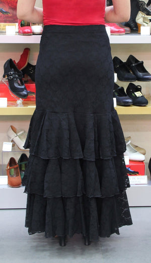 Falda Flamenco de Encaje Negro
