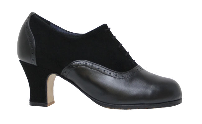Chaussure de danse flamenco professionnelle en daim noir et cuir