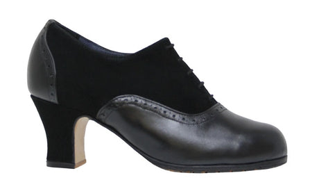 Zapato de baile flamenco profesional ante y piel negro