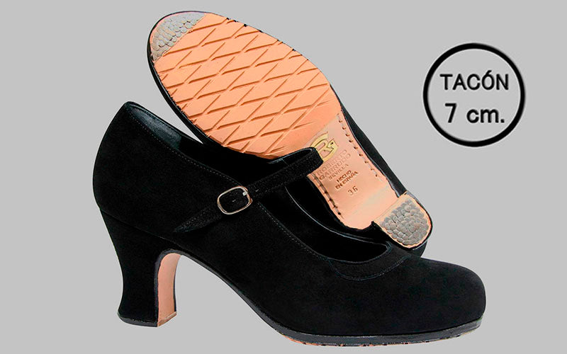 Zapato de baile flamenco profesional piel de ante negro