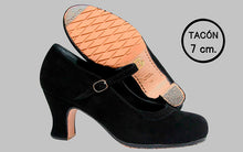 Professional flamenco dance shoe in black suede leather