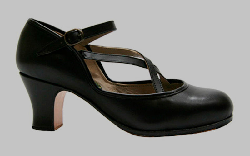 Chaussure de danse flamenco professionnelle, cuir noir