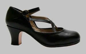 Chaussure de danse flamenco professionnelle, cuir noir