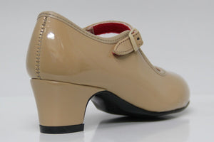 Beige Patent Leather Flamenco Shoe