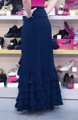 Falda flamenco azul con cinco volantes