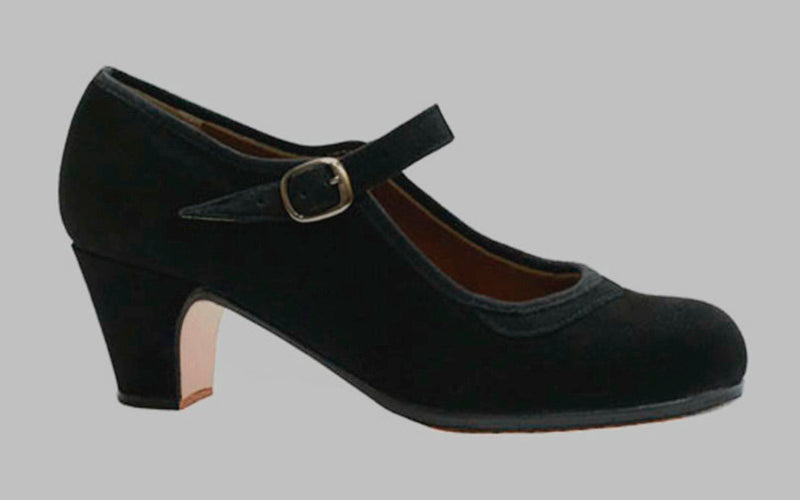 Chaussure de danse flamenco professionnelle en cuir suédé noir