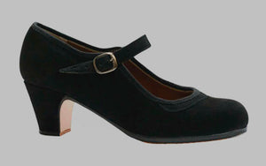 Chaussure de danse flamenco professionnelle en cuir suédé noir