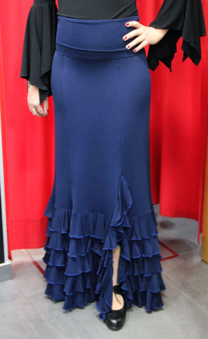 Falda flamenco azul con cinco volantes