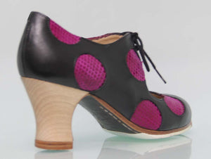 Professional Flamenco Dance Shoe Black Leather and Fantasy