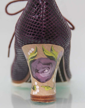 Professional Flamenco Dance Shoe Fantasy Snake Wine Color