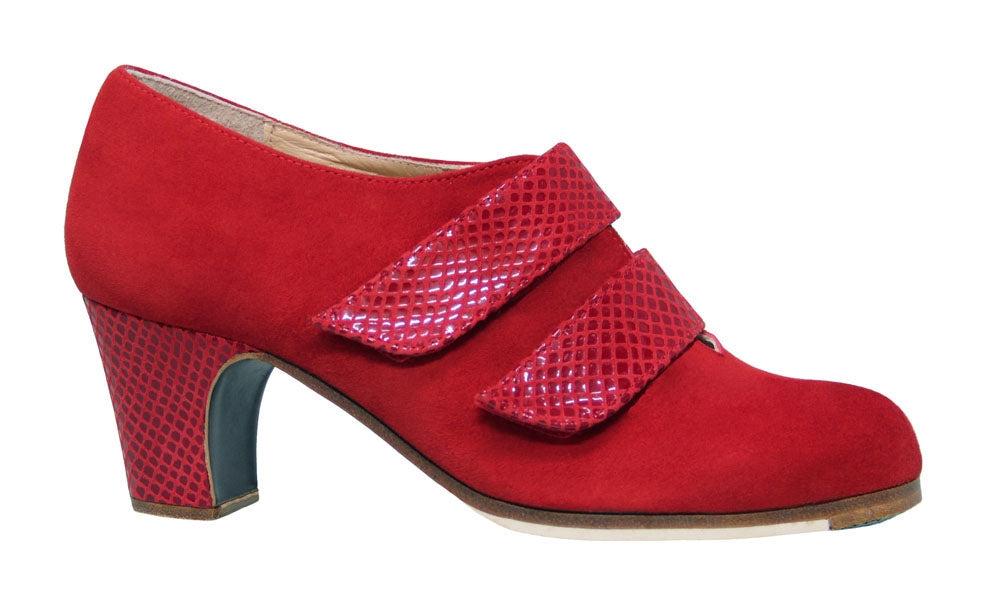 Professional Red Suede Flamenco Dance Shoe with Velcro