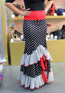 Jupe flamenco noire à pois et volants