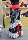 Falda flamenco negra lunares y volantes