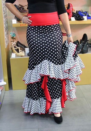 Jupe flamenco noire à pois et volants