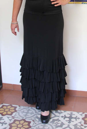 Jupe flamenco Zagra noire à 5 volants