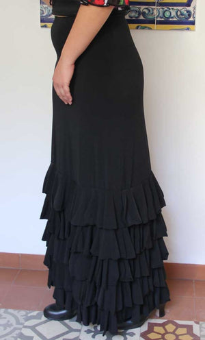 Jupe flamenco Zagra noire à 5 volants
