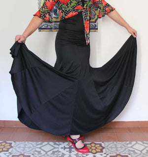 Black Flamenco Skirt with Nesgas