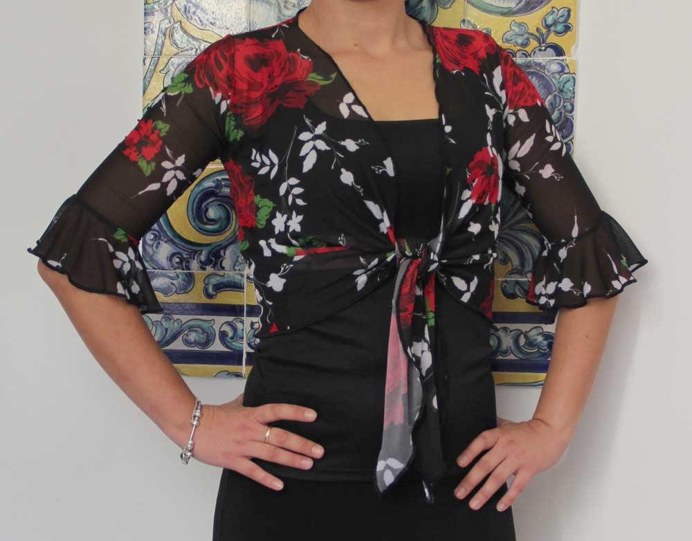 Cárdigan de Microtul Estampado Flores